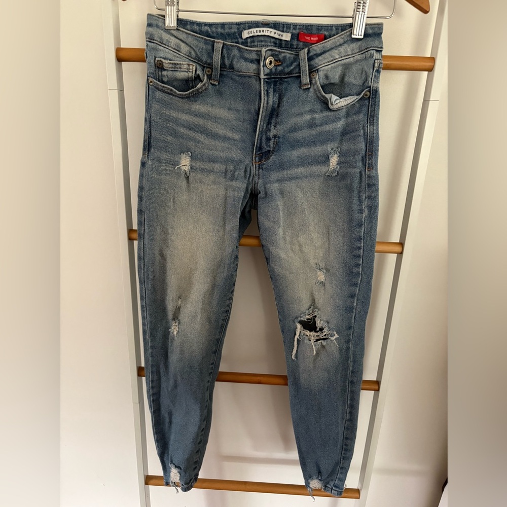 Celebrity Pink Distressed Light Blue Boyfriend Jeans